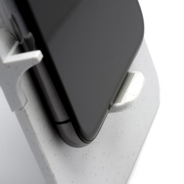 Cargador inalámbrico plegable personalizado de fibra de trigo y bambú 10W con soporte multiposición