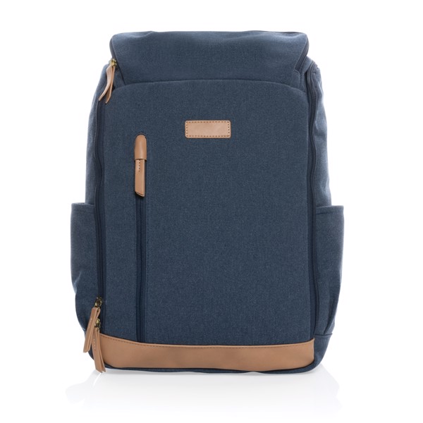 Impact AWARE™ 16 oz. recycled canvas 15" laptop backpack - Blue