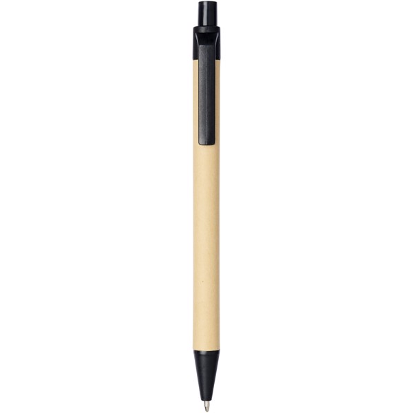 Stylo bille en carton recyclé et plastique de maïs Berk (encre noire) - Noir