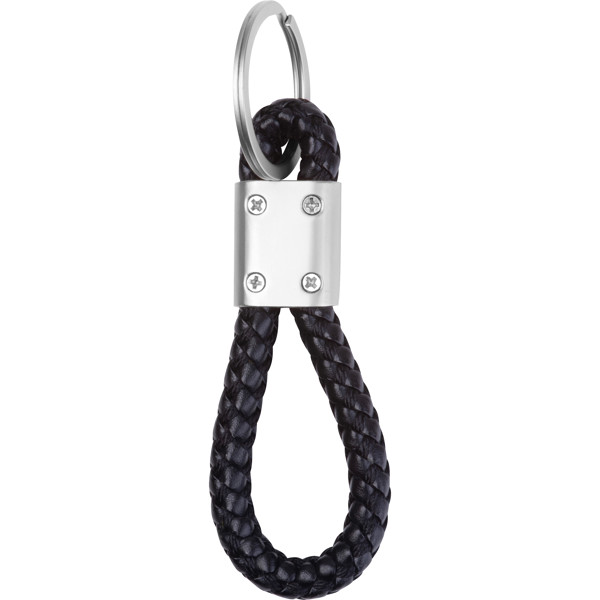 Metal keychain – PU cord ERNEST - Black