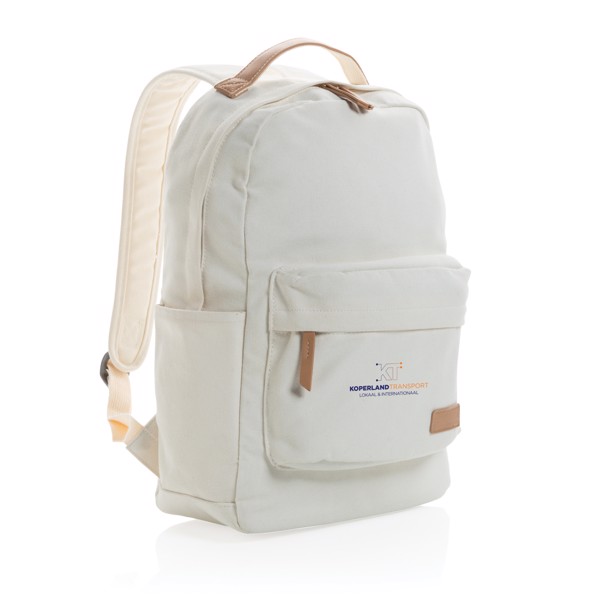 Impact AWARE™ 16 oz. recycled canvas backpack - Off White