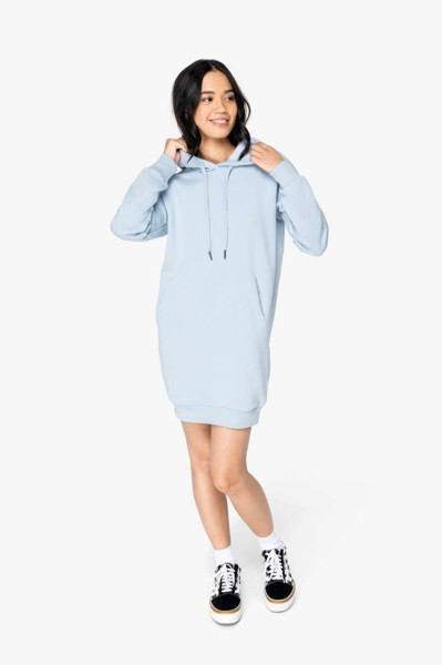 Ladies' Eco-Friendly Hooded Sweatshirt Dress - Aquamarine / XL
