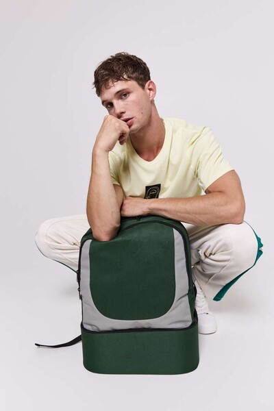 Sports Bag With Semirigid Bottom - Forest Green / Light Grey