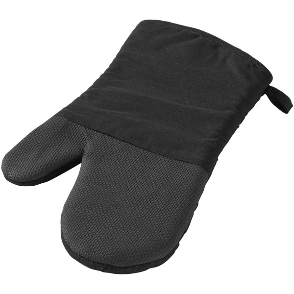 Maya oven gloves with silicone grip - Shiny Black / Solid Black