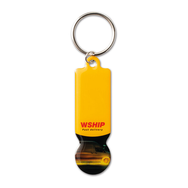 Aluminium token keyring - €1 coin / Tissue paper wrapping