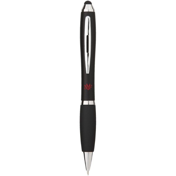 Penna a sfera con stylus e impugnatura nera Nash (inchiostro nero)