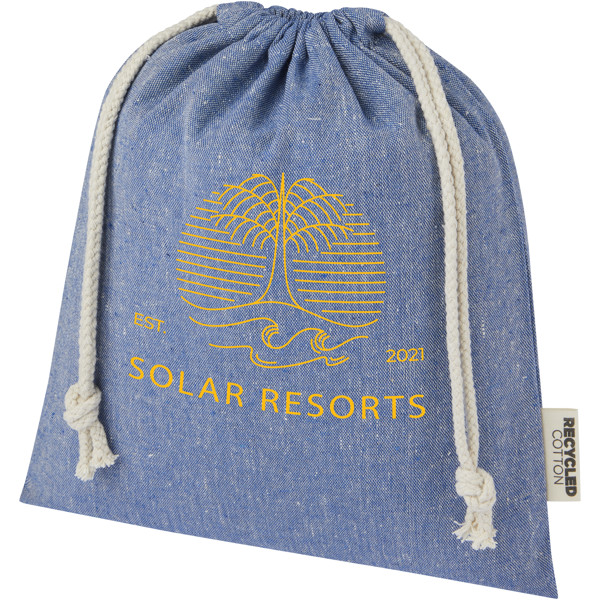 Sac cadeau moyen Pheebs en coton recyclé GRS 150 g/m² de 1,5 L - Bleu bruyère