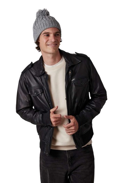 Knitted Beanie - Red / White / Navy