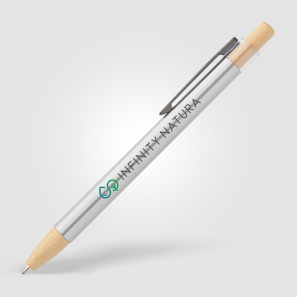 Stylo Nova en acier inoxydable recyclé - Chromé / Jet d’encre 4 couleurs