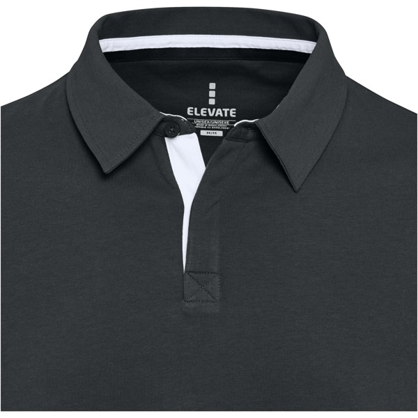 Polo estilo rugby unissexo "Clyde" organico - Preto liso / XS