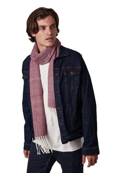 Fringed Scarf - Wine / Natural