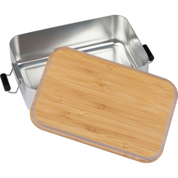 Stainless steel lunchbox with bamboo lid  ALBA - Silvergrey