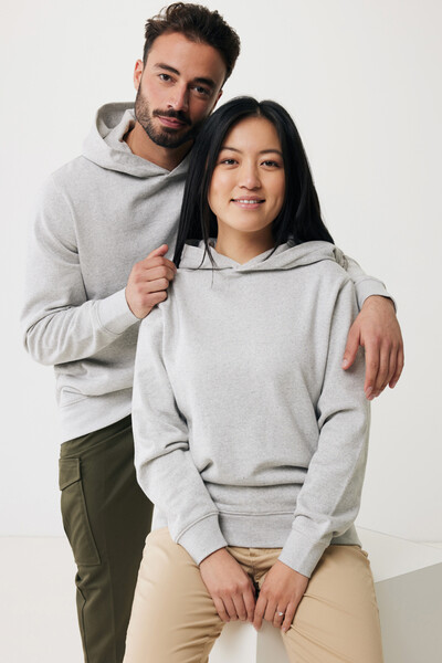 Mikina s kapucí a bočními kapsami Iqoniq Yengo z rec. bavlny - Light Heather Grey / 4XL