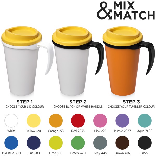 Mug isolant Americano® grande 350ml - Blanc / Bleu