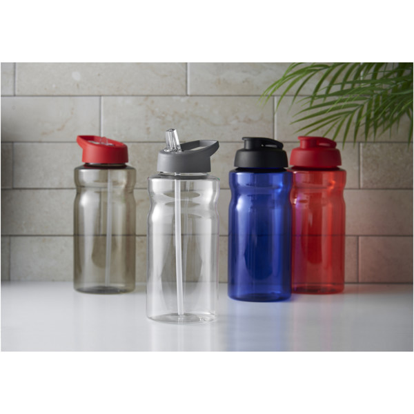 H2O Active® Eco Big Base 1L Sportflasche mit Ausgussdeckel - kohle / rot