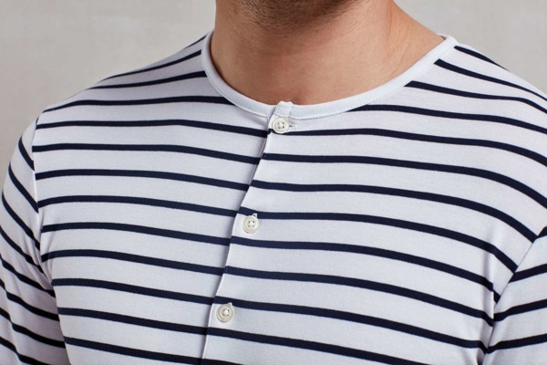 Men's Long John Roll Sleeve Tee - White / Navy / S
