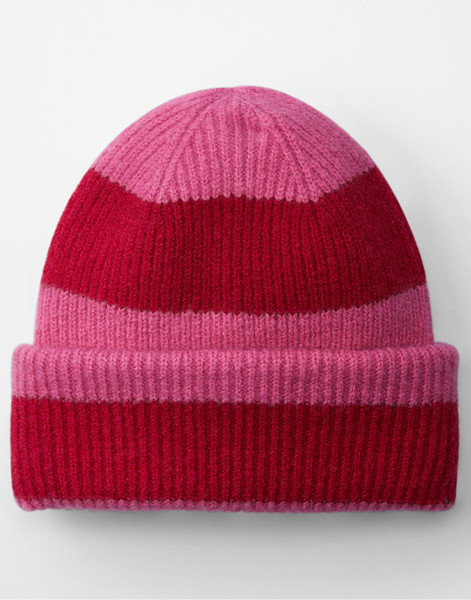 Colour Block Beanie - True Pink / Classic Red / ONE SIZE