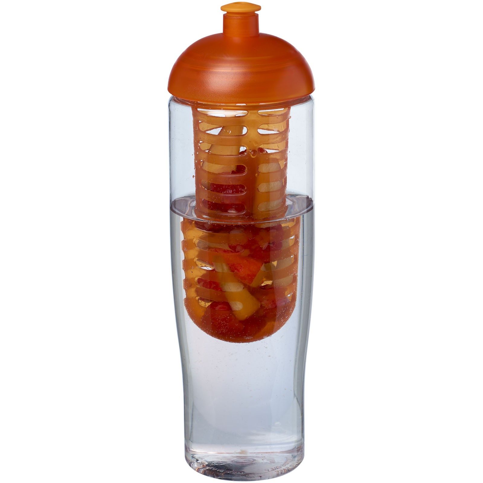 Bidon H2O Tempo® o pojemności 700 ml z wypukłym wieczkiem zmożliwością przyrządzania wody smakowej - Przezroczysty / Pomarańczowy
