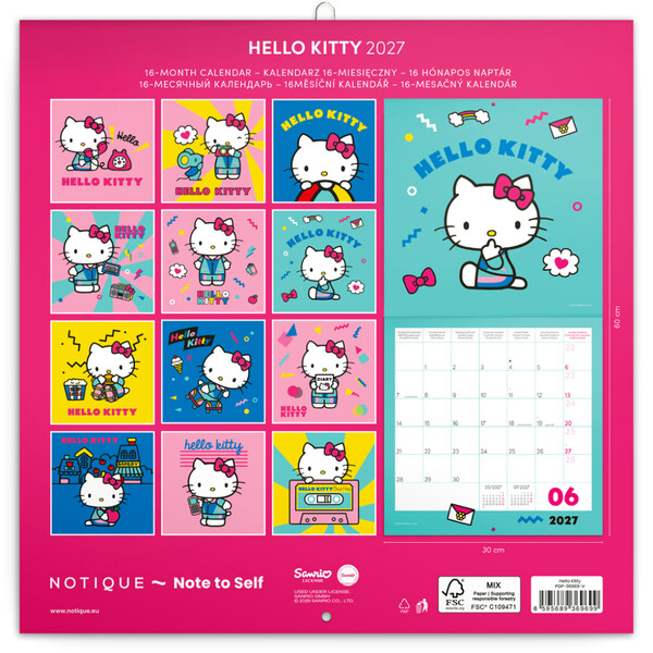 Notique Poznámkový Kalendář Hello Kitty 2027, 30 x 30 cm - Východní
