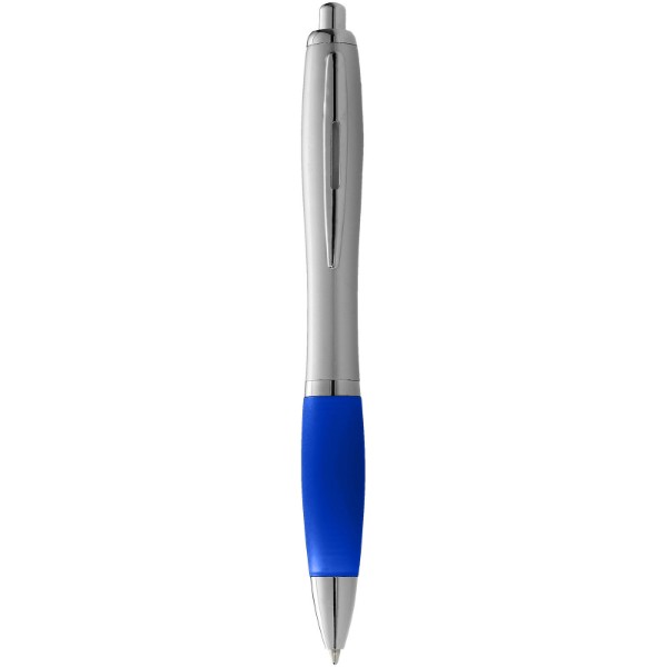 Nash ballpoint pen with silver barrel and coloured grip - Silver / Royal Blue
