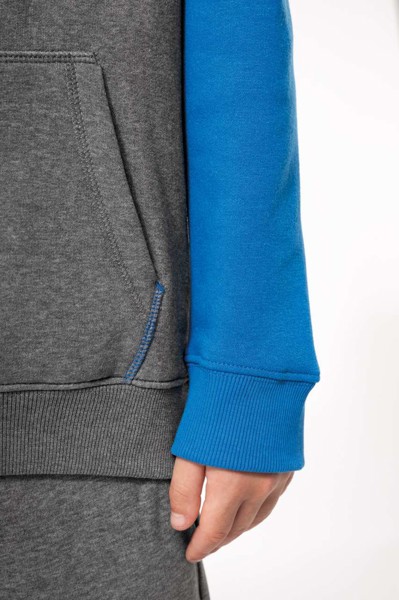 Kids' Two-Tone Hooded Sweatshirt - Grey Heather / Sporty Navy / 8/10