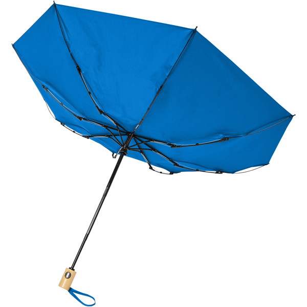 Parapluie en RPET pliable 21" à ouverture/fermeture automatique Bo - Bleu process