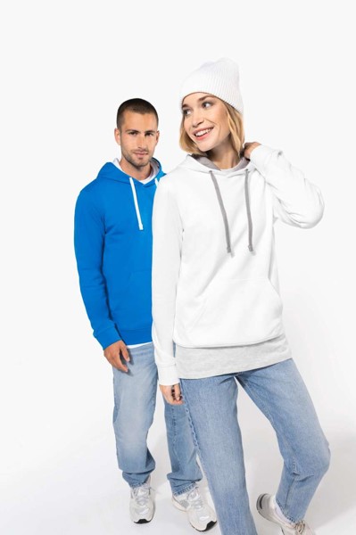 Ladies’ Contrast Hooded Sweatshirt - White / Fine Grey / XL