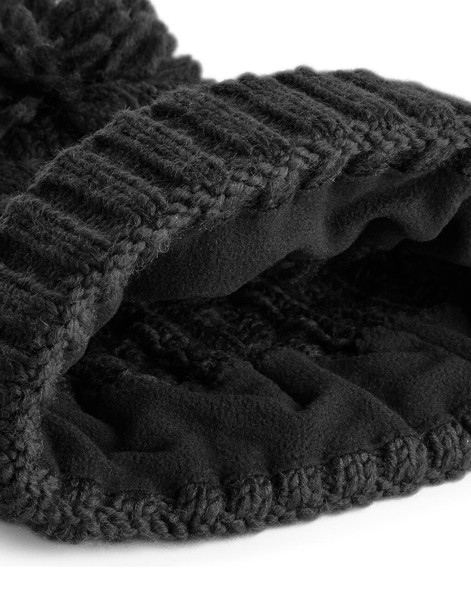 Cable Knit Melange Beanie - Black / ONE SIZE