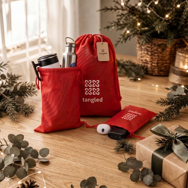 GIFT BAG L. Velký tepelně svařený netkaný sáček (60 g/m²) - Bílá