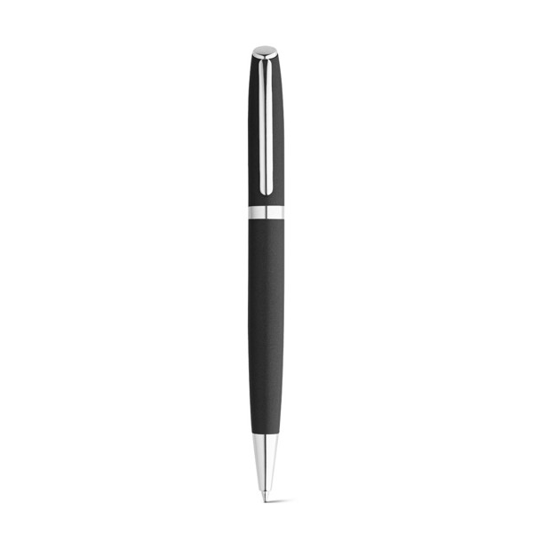 RE-LANDO-SET. Roller and ball pen set with recycled aluminium (100% rAL) body - Black