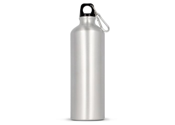 Water bottle aluminum with carabiner 750ml - Silver