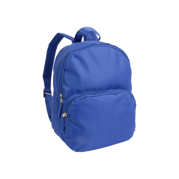 600D Polyester Mini Backpack With 2 Pockets. Adjustable Shoulder Strap And Padded Back - Royal