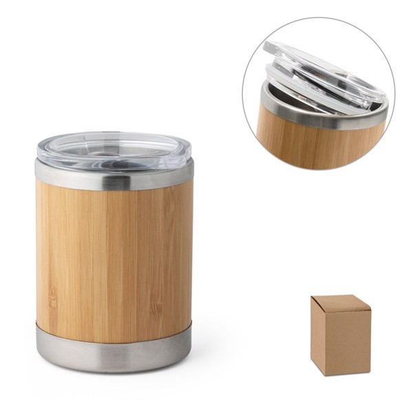 LYCKA. Bamboo and stainless steel cup 350 mL