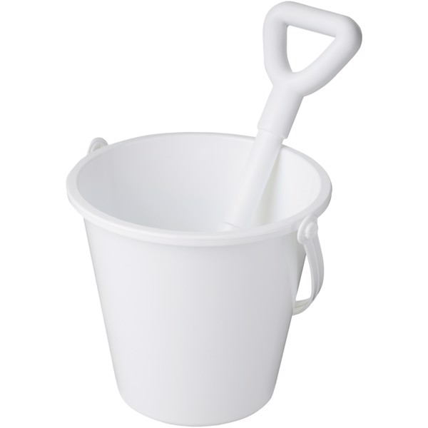 Seau et pelle de plage Tides en plastique recyclé - Blanc