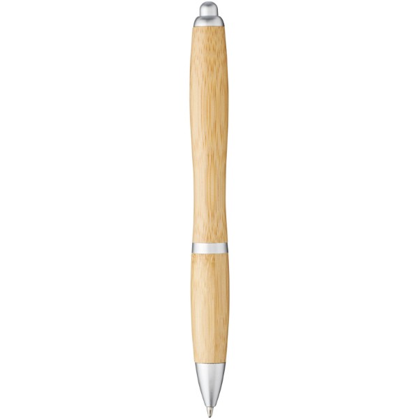 Stylo bille en bambou Nash (encre bleue) - Naturel / Argent