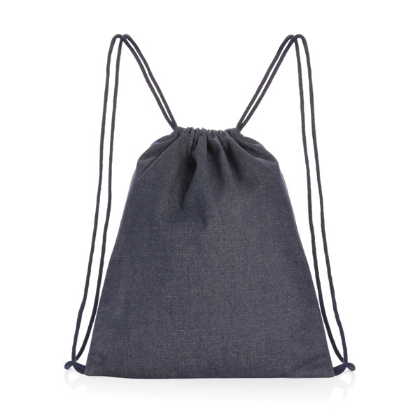 Impact Aware drawstring backpack, recycled denim 320gsm