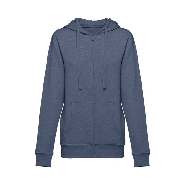 THC AMSTERDAM WOMEN II. Women's hoodie in cotton and polyester with full zip - Heather Blue / S