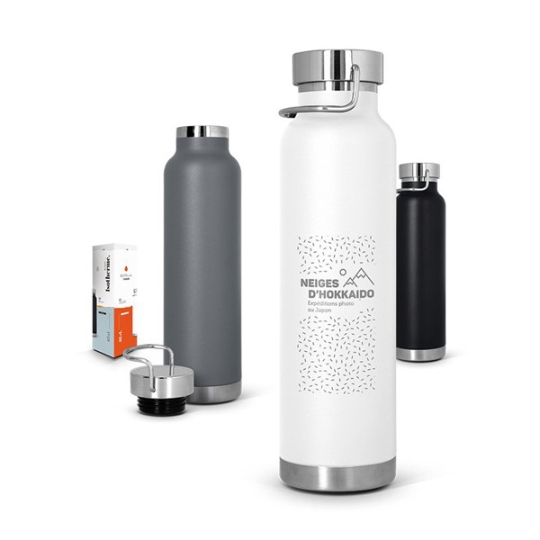 BOUTEILLE GOURDE 65 cl ISOTHERME DOUBLE-PAROI INOX - Blanc