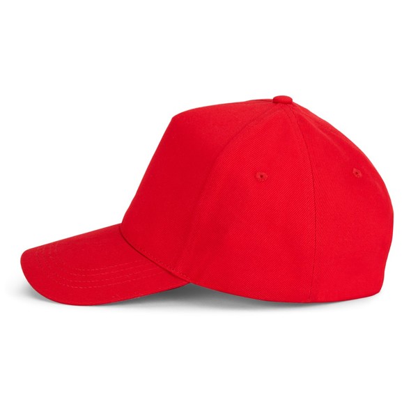 ASHTON. Čepice ze 100% bavlny (260 g/m²) s 5 panely - Červená