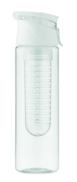 Športna steklenica RPET, 500 ml, nastavek za sadje - Bela