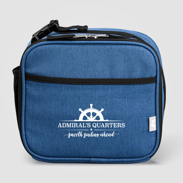 Sac repas isotherme bandoulière Helsinki en rPET doublé PEVA – 4,5 L - Bleu marine / Sérigraphie
