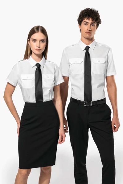 Ladies’ Short-Sleeved Pilot Shirt - White / S