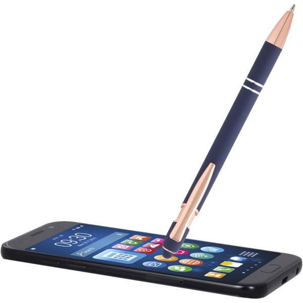 Stylo bille Nanna avec finition or rose (encre bleue) - Bleu océan