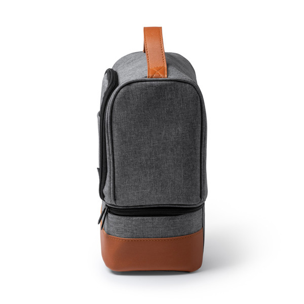 Nevera isotérmica personalizada de RPET 6 litros con doble compartimento y base de polipiel