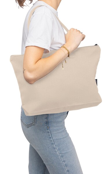 Recycled polycotton (330 gsm) tote bag Malina - Beige