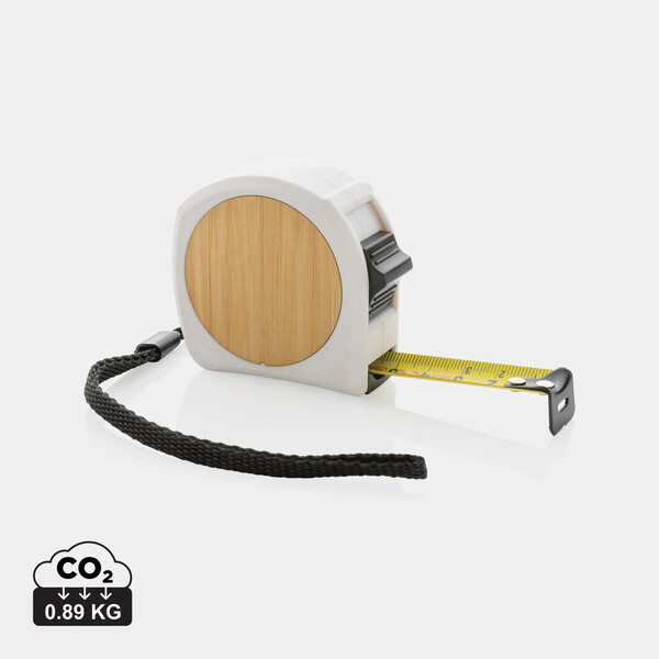 Mètre ruban 5M/19mm en plastique recyclé RCS et bambou - Blanc