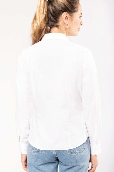 Ladies’ Long-Sleeved Cotton Poplin Shirt - White / L