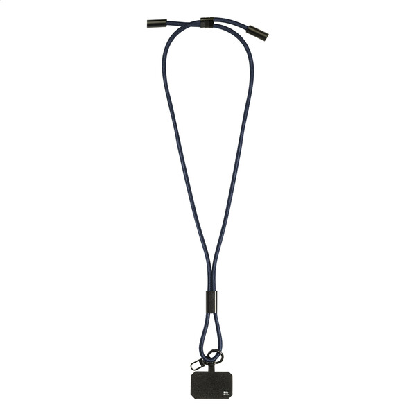 Tour de cou pour téléphone portable en RPET 60 W HolCharge - Bleu Foncé