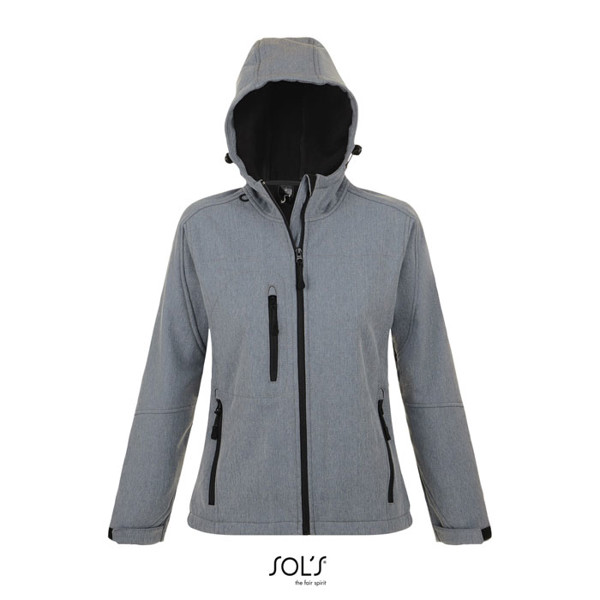 REPLAY WOMEN HOOD SOFTSHELL - Grey Melange / L