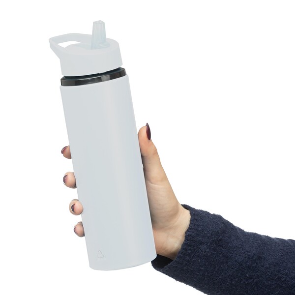 Recycled stainless steel drinking bottle (750 ml) Zeno - white